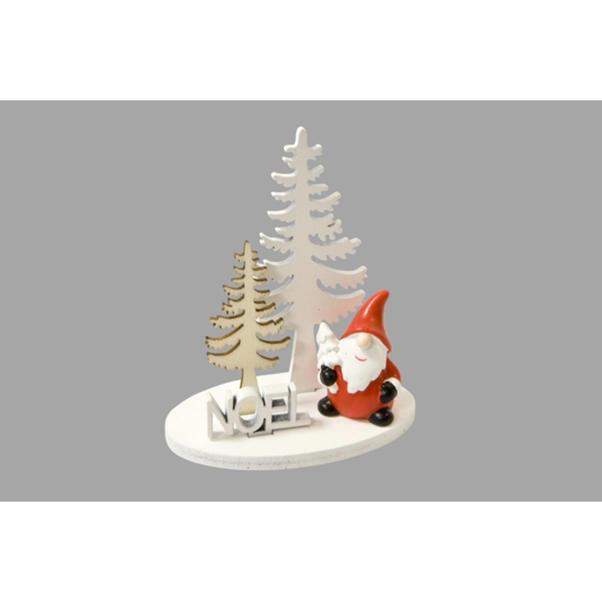 Sapin bois + Père Noël - 7.5 x 9.5 x 4 cm - Rouge