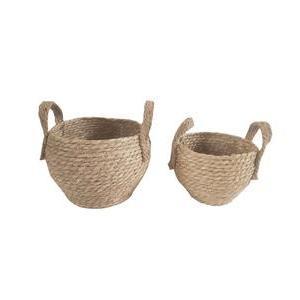 2 cache-en pots en jonc tressé - H 15 cm - Beige