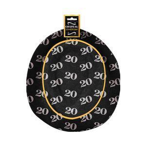 Chapeau d'anniversaire 20aine - L 33 x H 11.5 cm - Différents âges disponibles - Noir, jaune