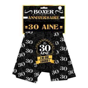 Boxer festif Anniversaire 30aine - L 41.5 cm - Différents âges disponibles - Noir, blanc, jaune