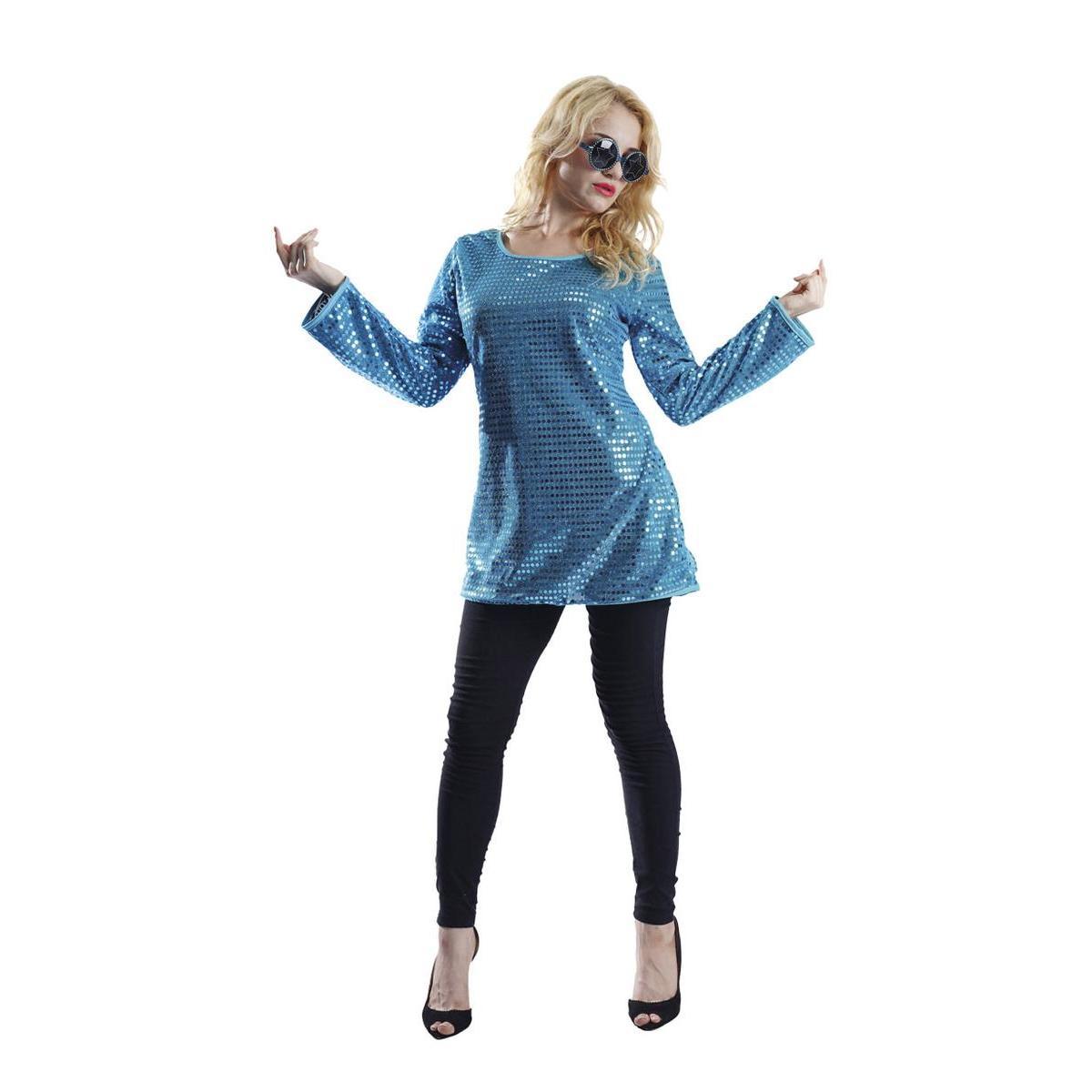 Tunique de femme à sequins - Taille adulte S/M - L 48 x H 3 x l 44 cm - Bleu - PTIT CLOWN