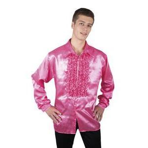 Chemise disco à froufrous pour homme - Taille L/XL - L 40 x l 30 cm - Rose - PTIT CLOWN