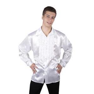 Chemise disco à froufrous pour homme - Taille L/XL - L 40 x l 30 cm - Blanc - PTIT CLOWN