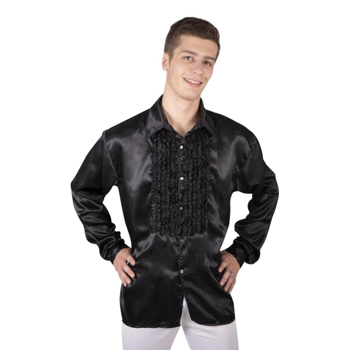 Chemise disco à froufrous pour homme - Taille S/M - L 40 x l 30 cm - Noir - PTIT CLOWN