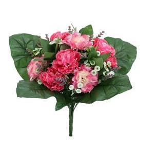 Bouquet Œillets et brins Lavande - H 37 cm - Rose