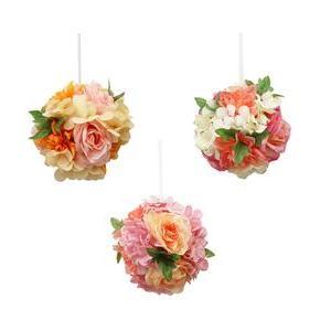 Boule à suspendre Rose, Dahlia et Hortensia - H 18 cm - Rose