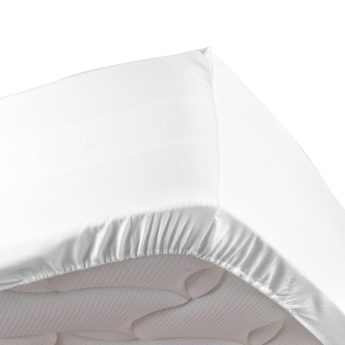 Drap-housse percale 1 personne - L 190 x l 90 cm - Différents modèles - Blanc