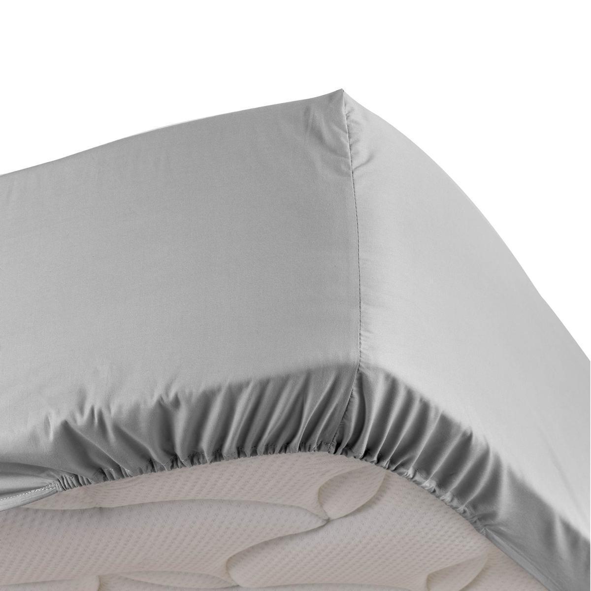 Drap-housse percale 2 personnes - L 190 x l 140 cm - Différents modèles - Gris