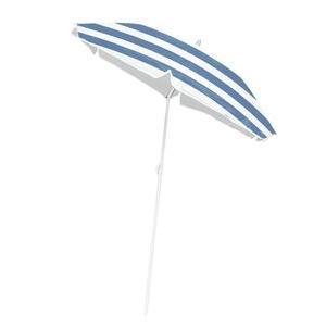Parasol bayadere inclinable anti-UV - ? 180 cm - Bleu et blanc
