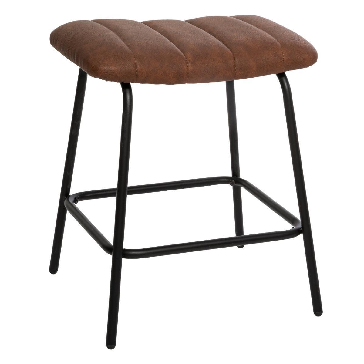 Tabouret en simili cuir - 40 x 35 x H 46 cm - Différents modèles - ATMOSPHERA