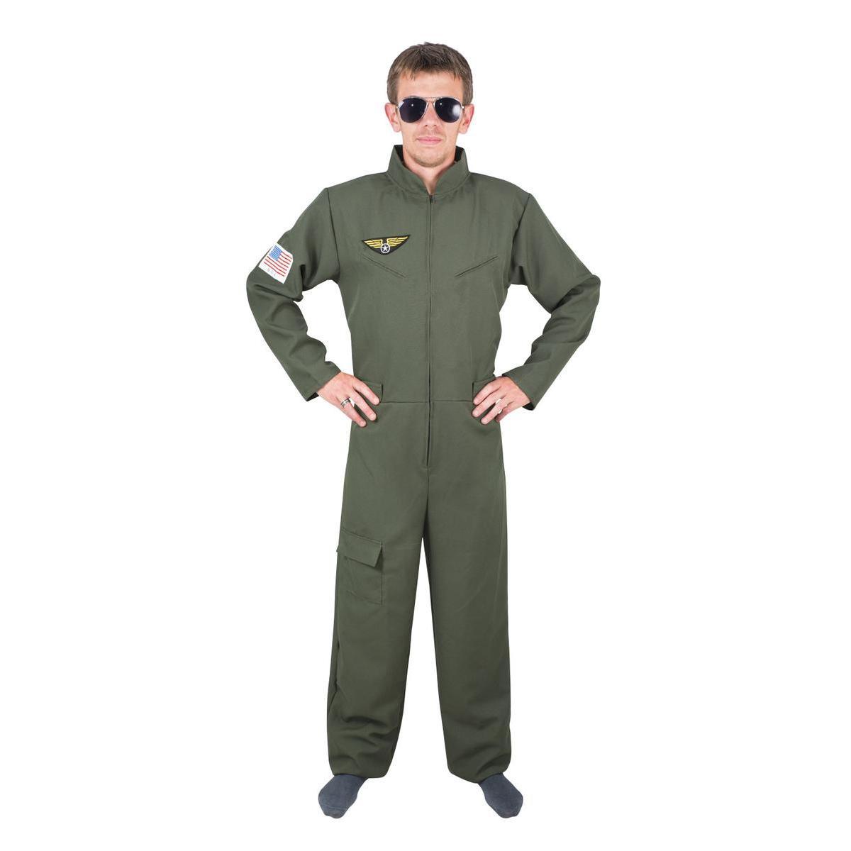 Costume adulte pilote de chasse - taille unique - L 54 x l 42 cm - Vert - PTIT CLOWN