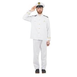 Costume de Capitaine - Différentes tailles - Taille adulte (S/M) - L 40 x H 3 x l 29 cm - Blanc - PTIT CLOWN