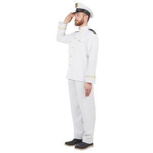 Costume de Capitaine - Différentes tailles - Taille adulte (S/M) - L 40 x H 3 x l 29 cm - Blanc - PTIT CLOWN