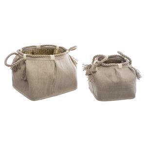 2 paniers effet bourse en jute - L 25.5 et 39 cm - Atmosphera