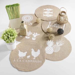 Set de table jute à imprimé Ananas spirit - ø 38 cm - Multicolore