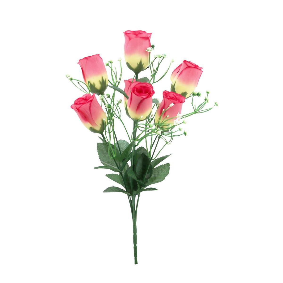 Bouquet de 7 Roses - H 42 cm - Orange, Rouge