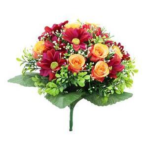 Bouquet de boutons de Roses et Gypsophiles - H 35 cm - Orange
