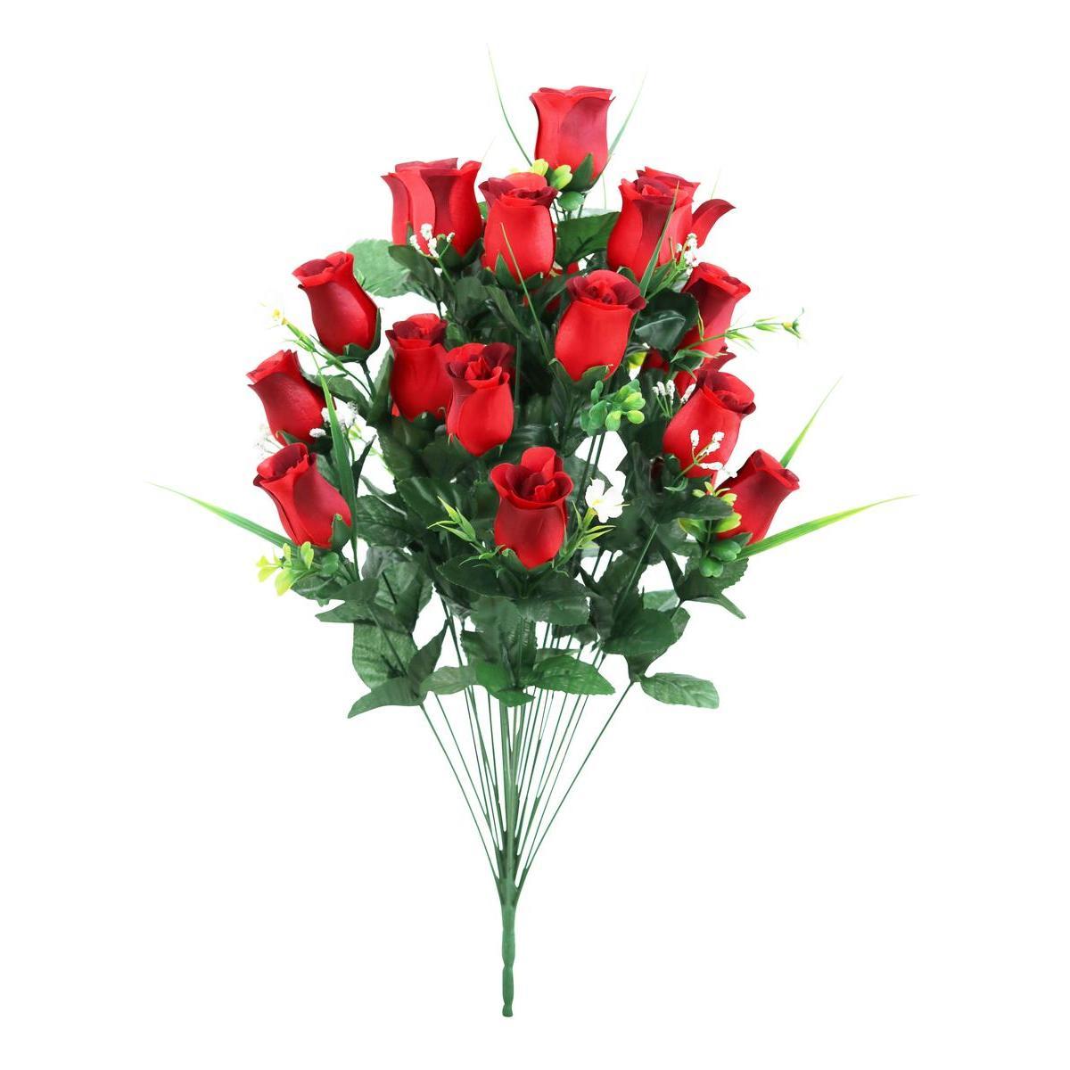 Bouquet haut 24 boutons de Roses - H 65 cm - Rose, Rouge