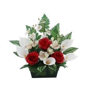 Jardinière Arums, Roses & Alstromerias - H 32 cm - Rouge