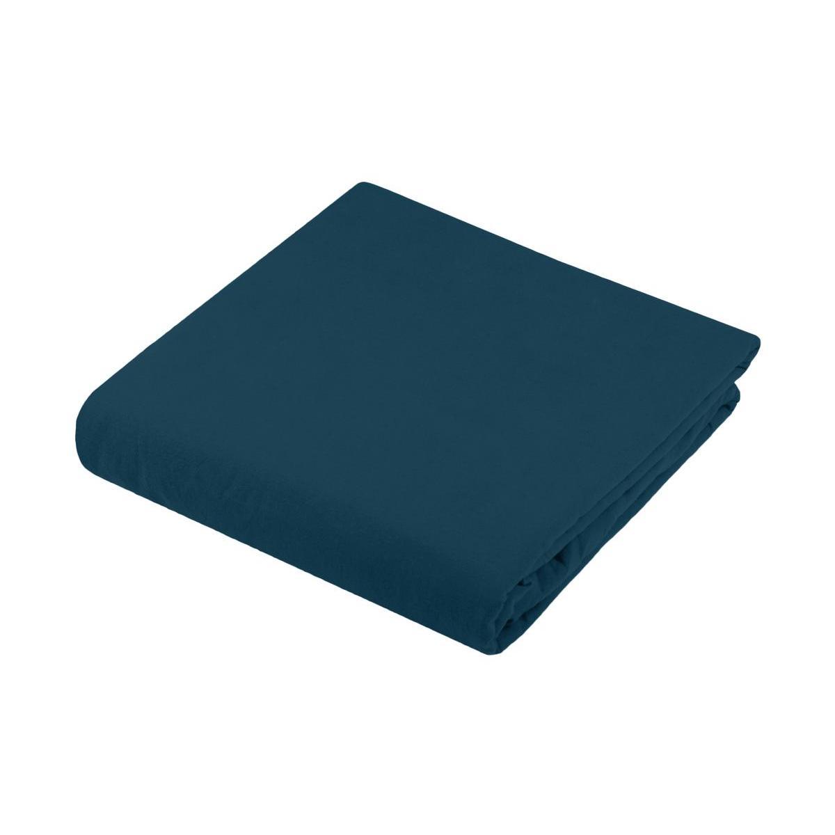 Drap plat Cottage - L 290 x l 180 cm - Différents modèles - Bleu pétrole