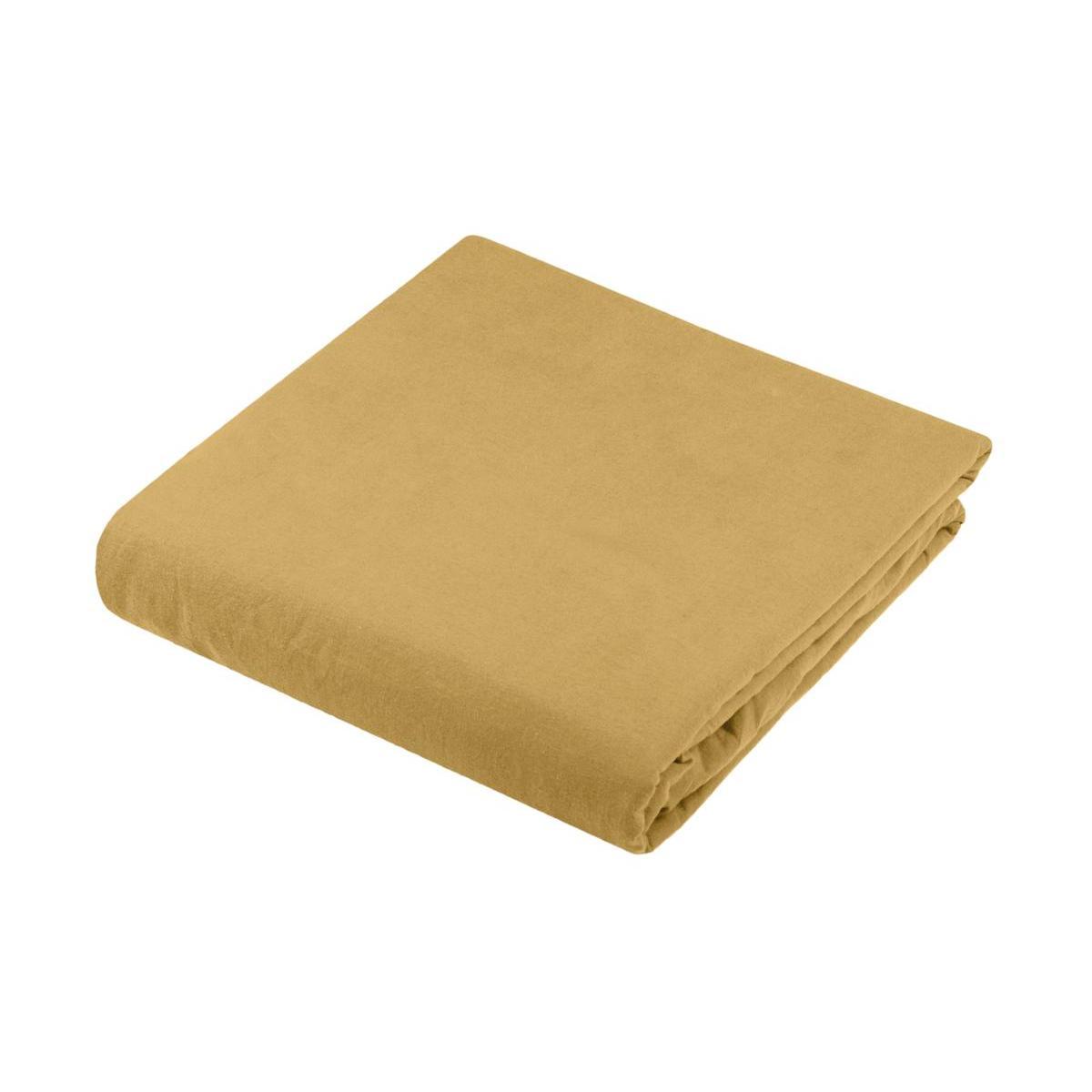 Drap plat Cottage - L 290 x l 180 cm - Différents modèles - Jaune camel