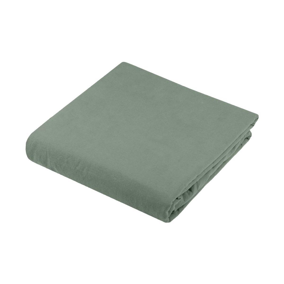 Drap plat Cottage - L 290 x l 180 cm - Différents modèles - Vert eucalyptus