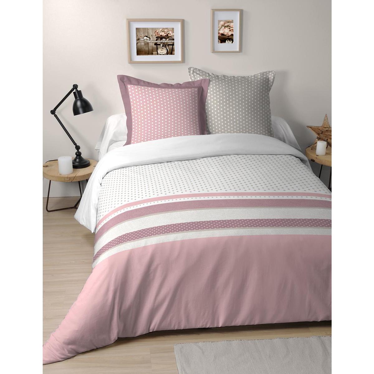 Housse de couette Blush - 240 x 220 cm + 63 x 63 cm - Rose - Blanc