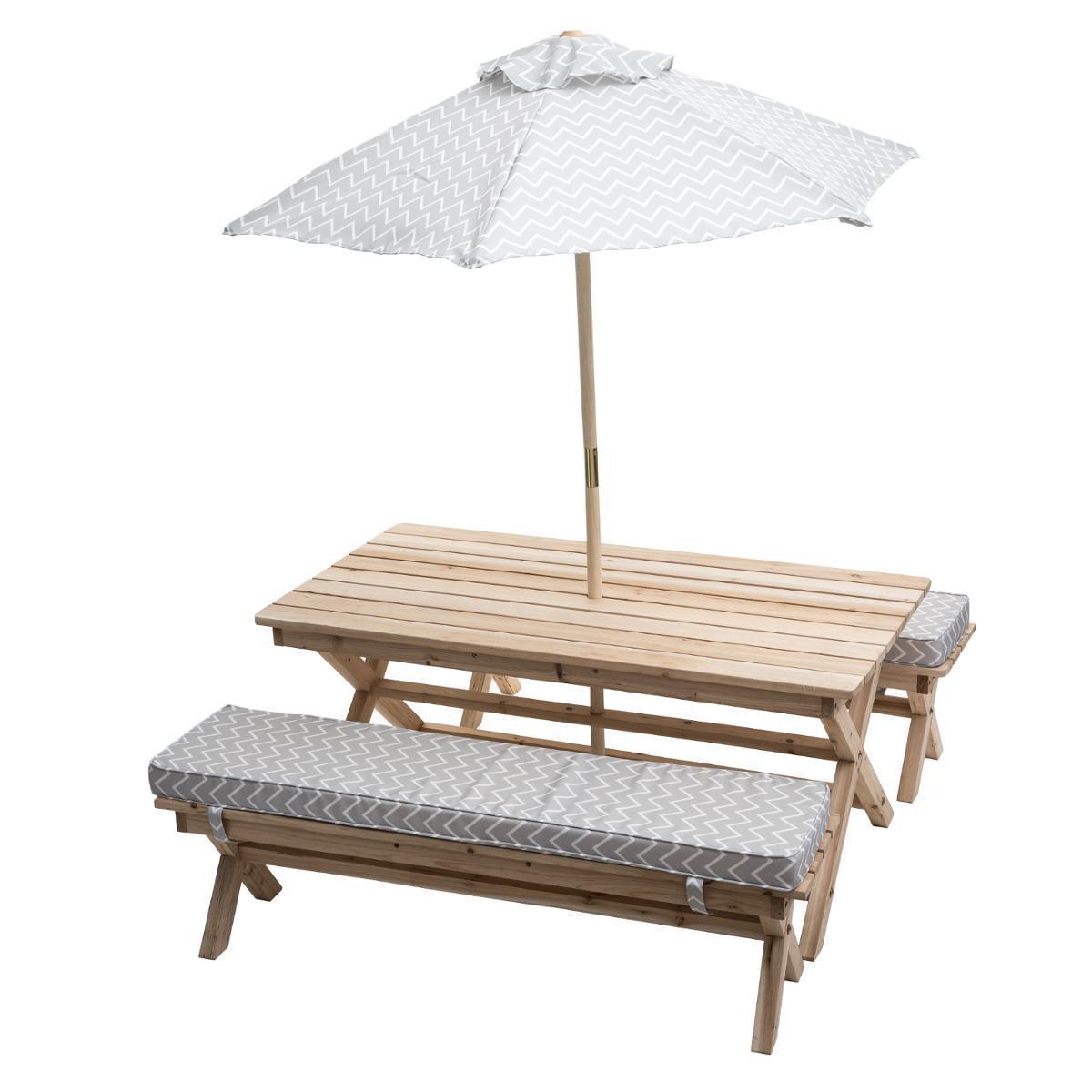 Ensemble repas et parasol en bois pour enfant - HESPERIDE