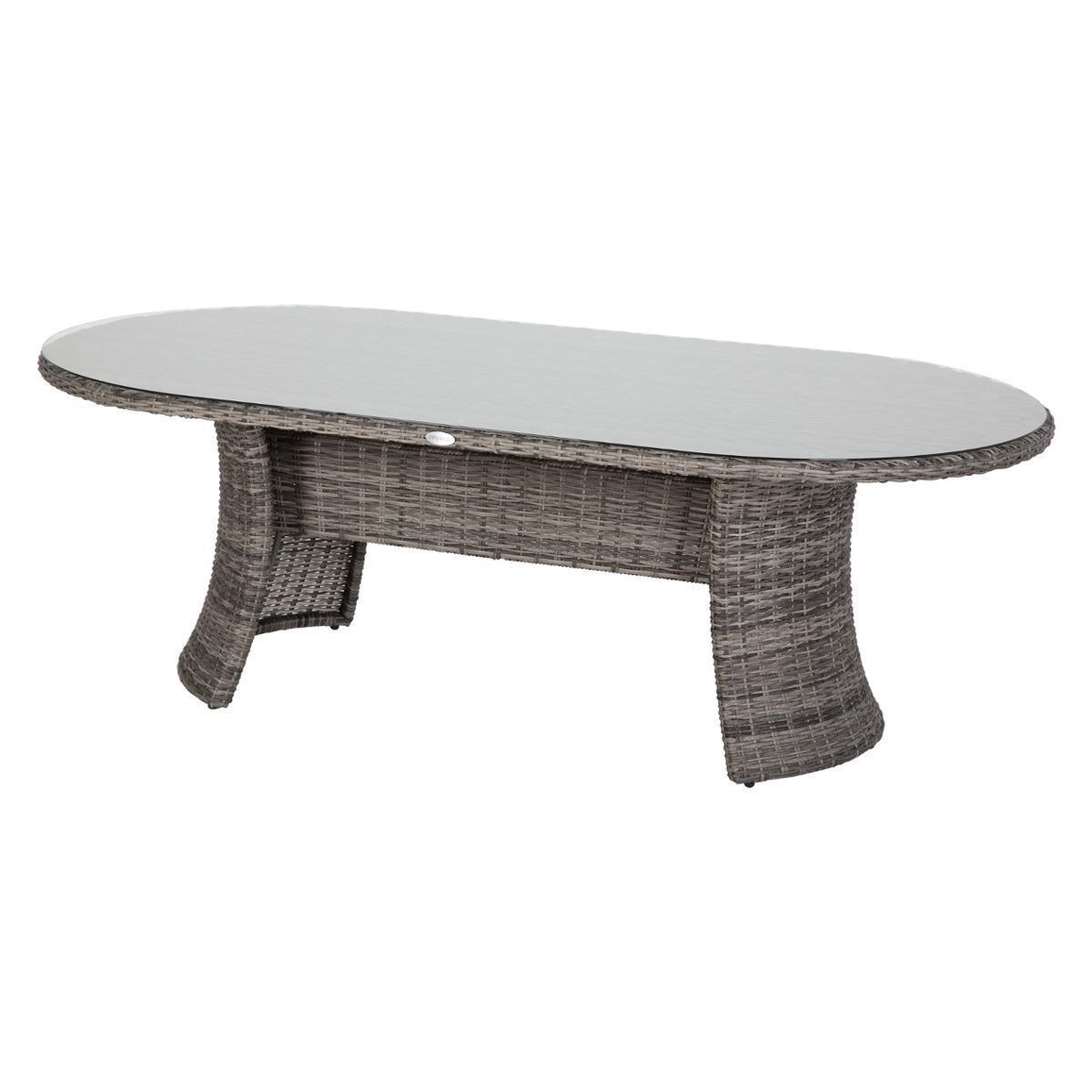 Table Moorea ovale 8 personnes - L 218 x P 118 x H 76 cm - Marron, gris - HESPERIDE