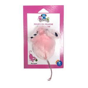 Jouet pour chat souris peluche - 13 x 5 x 5 cm - Rose