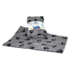 Tapis antidérapant décor pattes noires - 75 x 50 x 2 cm - Gris