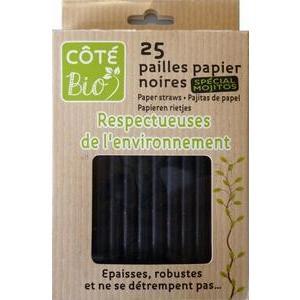 Pailles papier noires mojito x 25 pièces côté bio