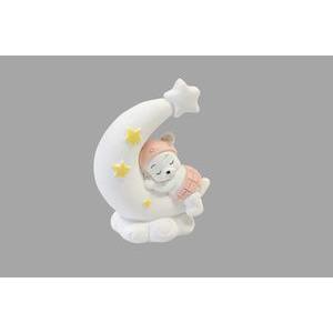 Ourson Fille sur lune - 2.3 x 5.5 x 2.5 cm - Rose