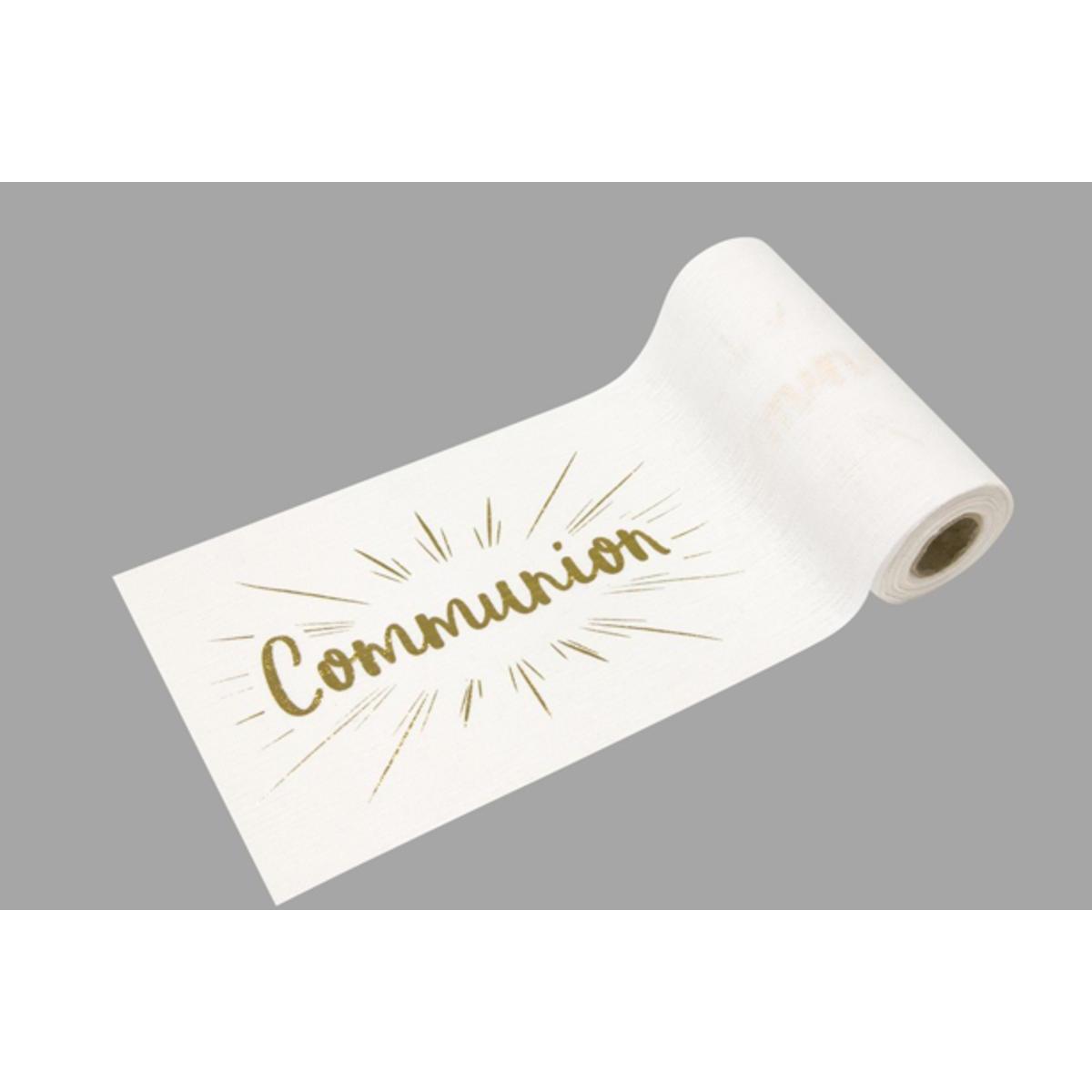 sur chemin de table toile impr. metal communion 14 cm-4 m or