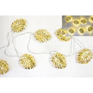 Guirlande feuille 10 lampes LED 165 cm - 165 x 5 cm - Or