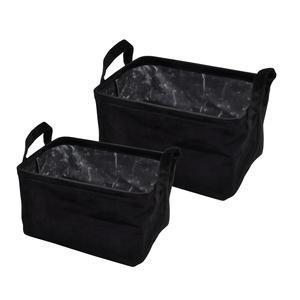 2 paniers en velours - L 26 x H 25 x l 32 cm - Noir