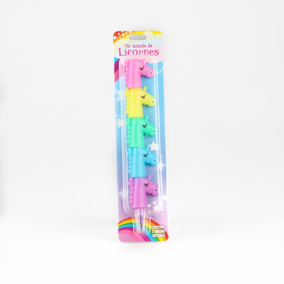 Crayon de couleurs empilables Licorne - L 16 cm - Multicolore