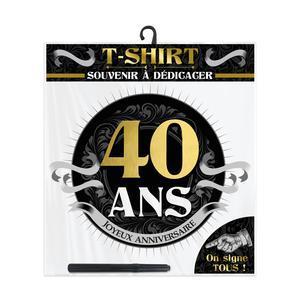 T-shirt coupé homme Anniversaire 40aine - Taille adulte unique - Différents âges disponibles - Blanc, noir