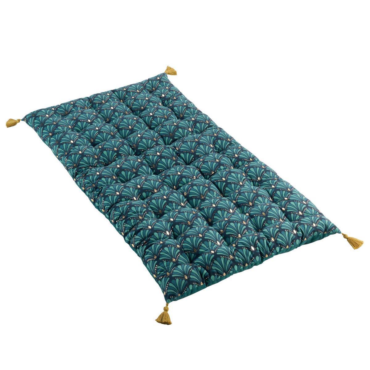 Matelas de sol à pompons Artchic - L 120 x l 60 cm - Vert, bleu