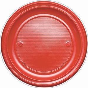 8 assiettes plates en plastique jetables - Ø 22c m - Rouge