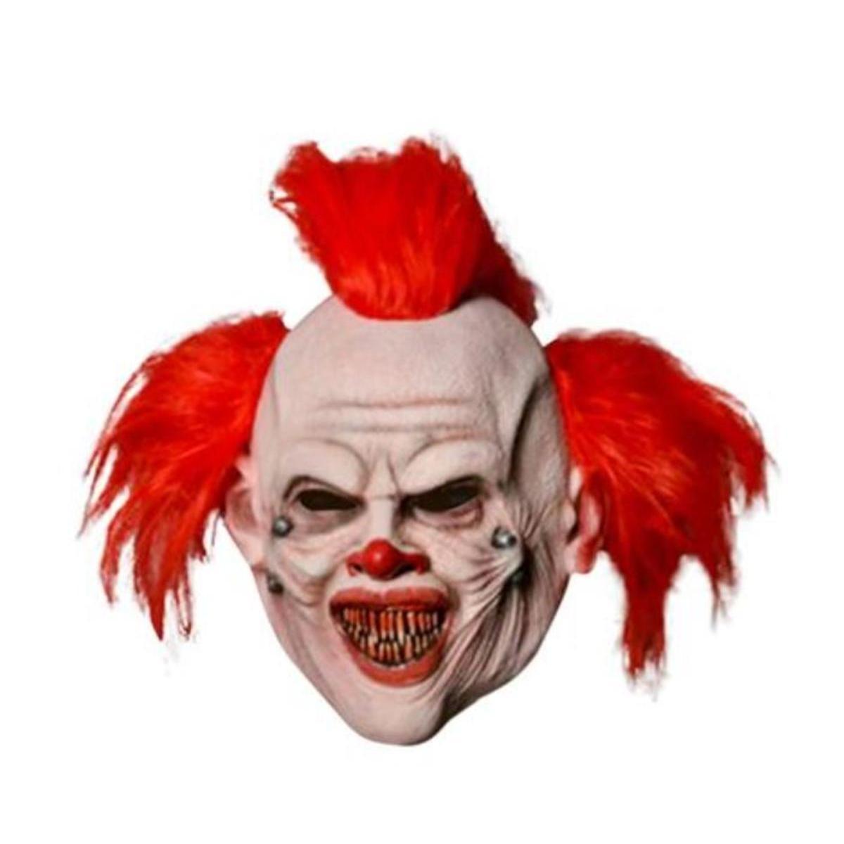 Masque d'Halloween Clown punk - L 18 x H 26 x l 10 cm - Beige, rouge