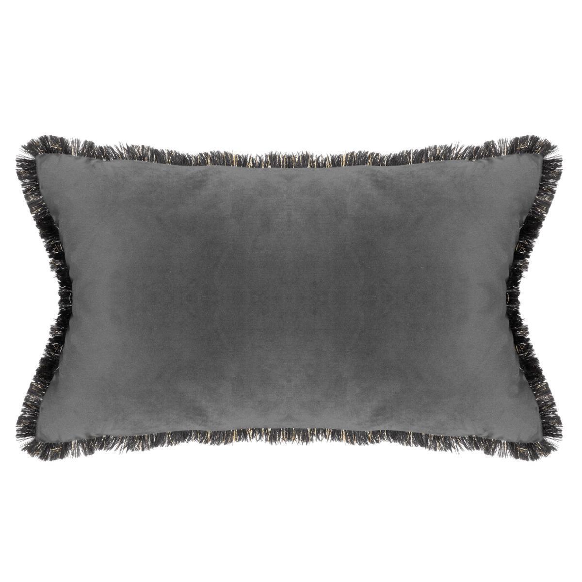 Coussin effet velours à frange Flow - 50 x 30 cm - Gris - ATMOSPHERA