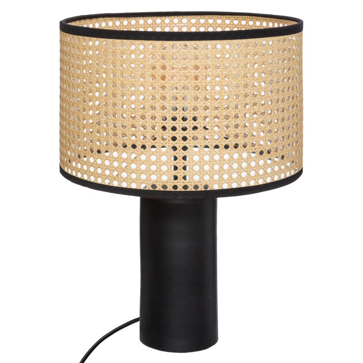 Lampe Cannage Arty - ø 32.7 x H 47 cm - Noir et beige - ATMOSPHERA