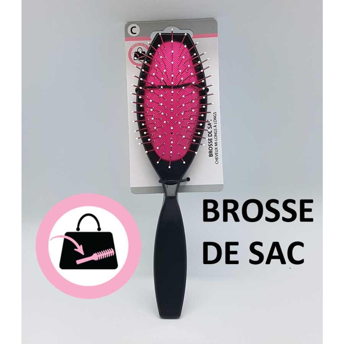 Mini-brosse pneumatique à picots perlés - L 22.5 cm - Rose, noir - MODELITE