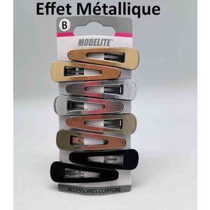 Barrettes clic-clac effet métallique - 8 pièces assorties - Multicolore - MODELITE