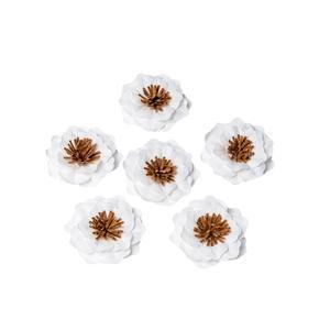 6 fleurs adhésives bicolores - 11 x 1.5 x 17 cm - Blanc