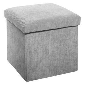 Pouf pliant velours cotele gris