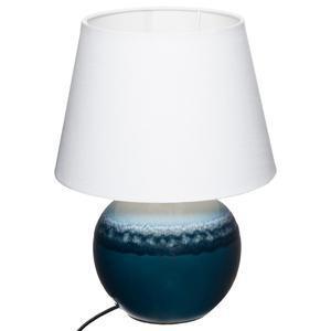 Lampe boule céramique bleue H 37 cm
