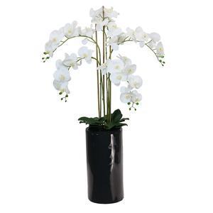 Orchidée synthétique géante + pot - H 135 cm - Blanc
