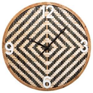 Horloge en bois tressé - ø 63 x P 4.5 cm - Noir et beige - ATMOSPHERA